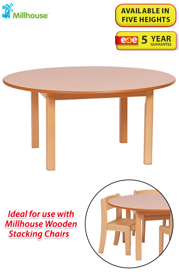 Circle Melamine Top Wooden Table - 1000mm Diameter