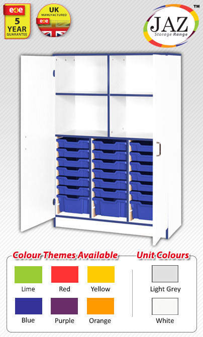 Jaz Storage Range - Triple Width Cupboard With Variety Trays And Open Storage