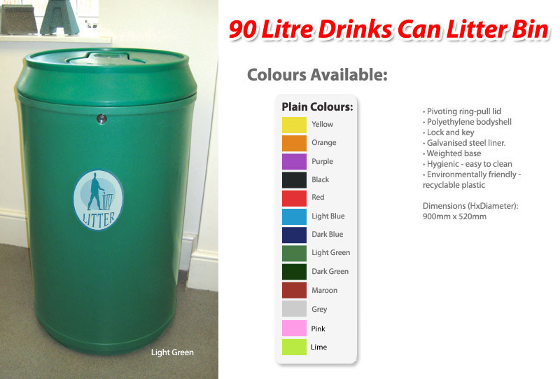 90 Litre Drinks Can Litter Bin