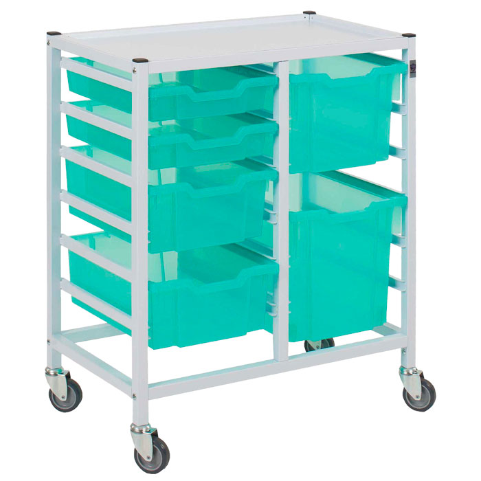 Gratnells Compact Medical Double Column Trolley Complete Set B