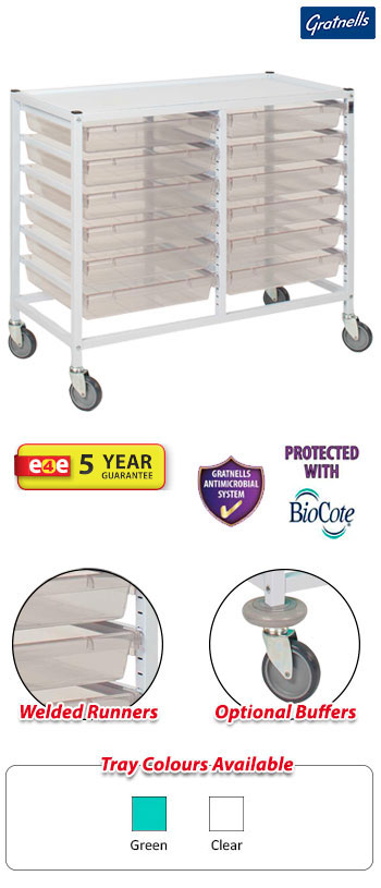 Gratnells Classic Medical Double Column Trolley Complete Set - 890mm High