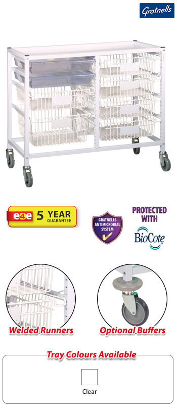 Gratnells Classic Medical Double Column Trolley Complete Set - 890mm High