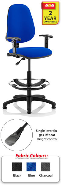 Eclipse 1 Lever Task Operator Chair With Height Adjustable Arms And Hi-Rise Draughtsman Kit