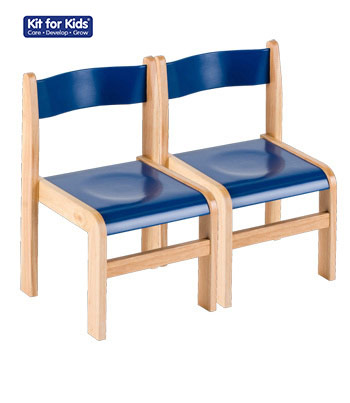 Wooden Chair (Set of 2) Natural/Blue