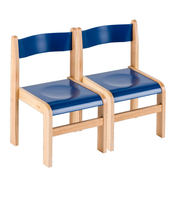 e4e Wooden Chair (Set of 2) Natural/Blue