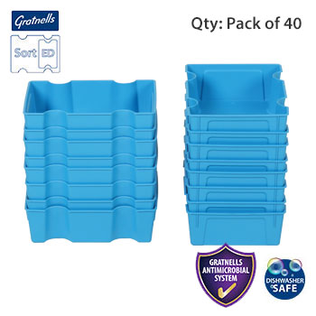 Gratnells SortED 40pc Medium insert Cyan Antimicrobial Pack