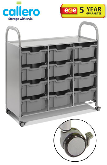 Callero® Treble Width Storage Trolley With 12 Deep Trays