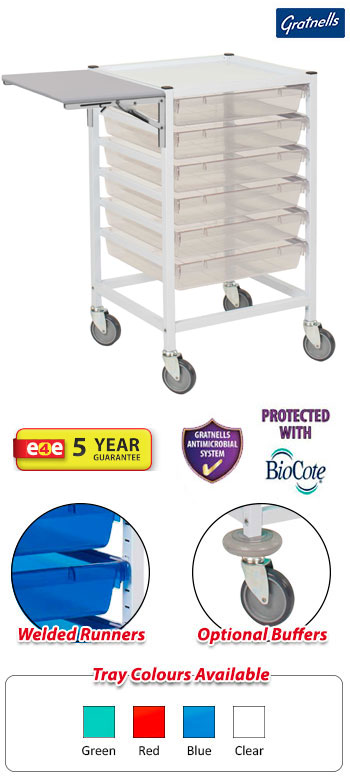 Gratnells Classic Medical Trolley with Writing Table - 890mm High