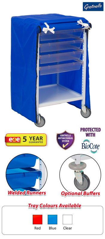 Gratnells Classic Medical Resuscitation Trolley with Cover - 890mm High