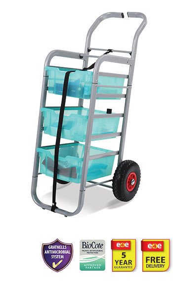 Gratnells Rover Trolley Antimicrobial Set In Silver With 3 Deep Trays