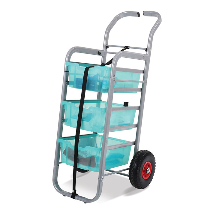 Gratnells Rover Trolley Antimicrobial Set In Silver With 3 Deep Trays