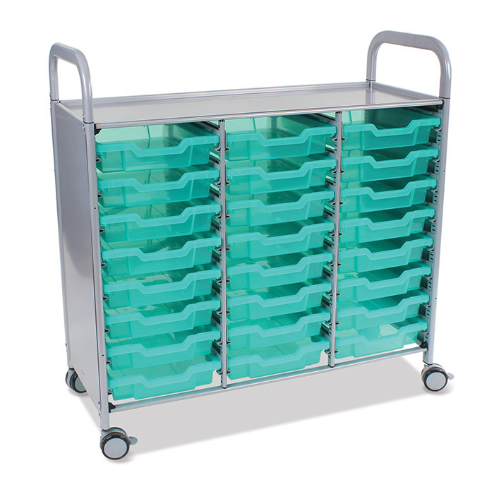 Gratnells Treble Callero Plus Antimicrobial Set In Silver With 24 Shallow Trays