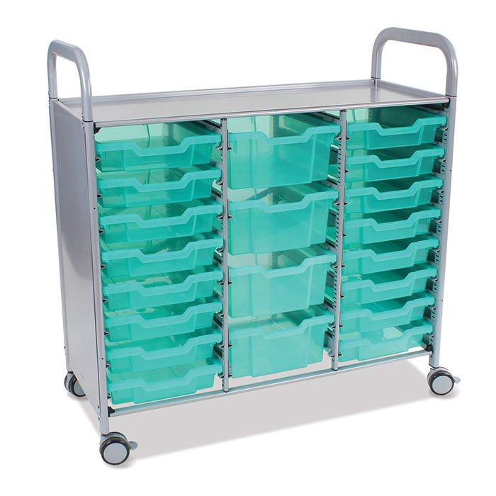 Gratnells Treble Callero Plus Antimicrobial Set In Silver With 16 Shallow & 4 Deep Trays