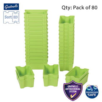 Gratnells SortED 80pc Small insert Jolly Lime Antimicrobial Pack
