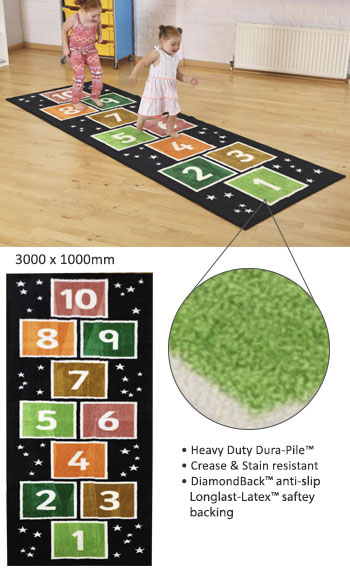 Kinder™ Number Hopscotch Runner Carpet 3m x 1m