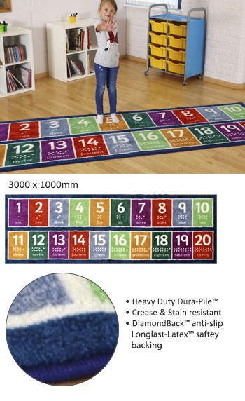 Kinder™ Number Runner 1-20 Carpet 3m x 1m