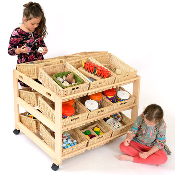 Double Classroom Tidy With 18 Wicker Baskets