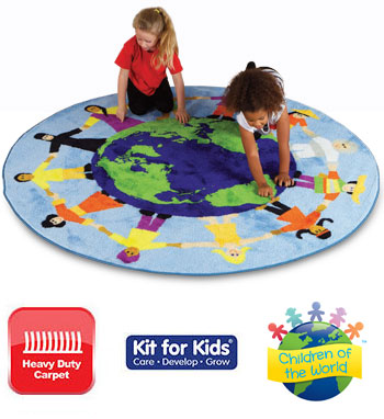 Children of the World Multi-Cultural Rug - Light Blue - 2m x 2m