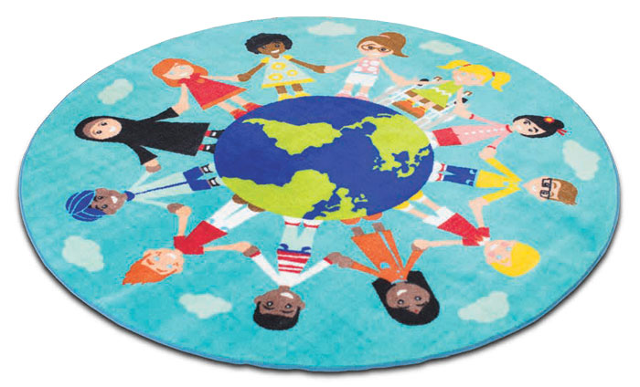 Children of the World Multi-Cultural Rug - Teal - 2m x 2m