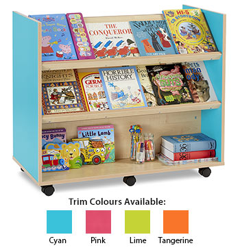 Bubblegum Library Unit With 2 Angled & 1 Horizontal Shelf On Both Sides