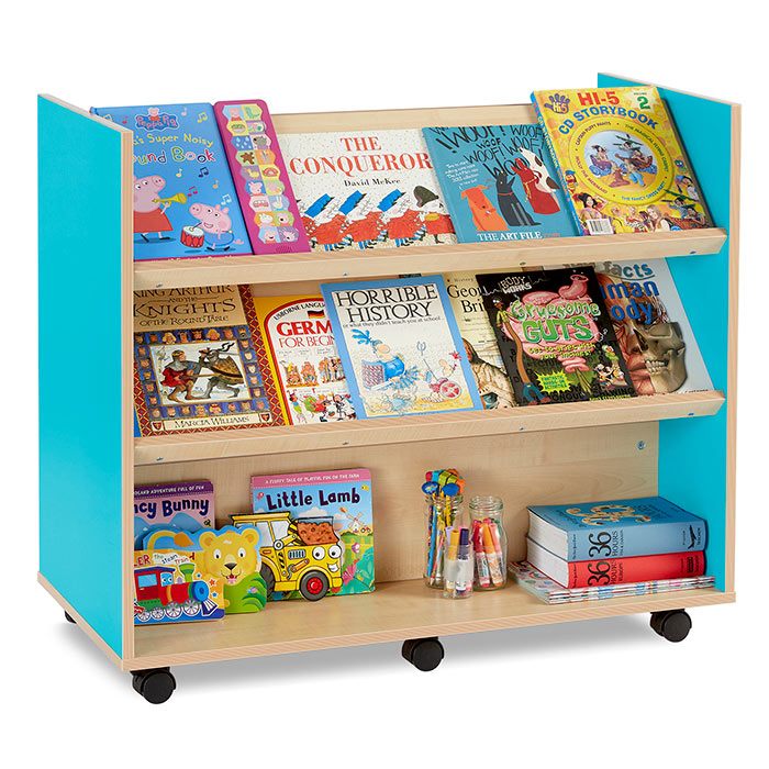 Bubblegum Library Unit With 2 Angled & 1 Horizontal Shelf On Both Sides