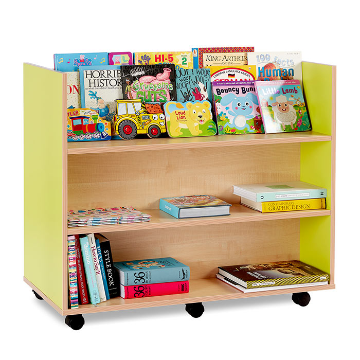 Bubblegum Library Unit With 3 Straight Shelves On Both Sides