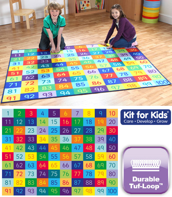 Rainbow 1-100 Numbers Carpet - 2m x 1.5m