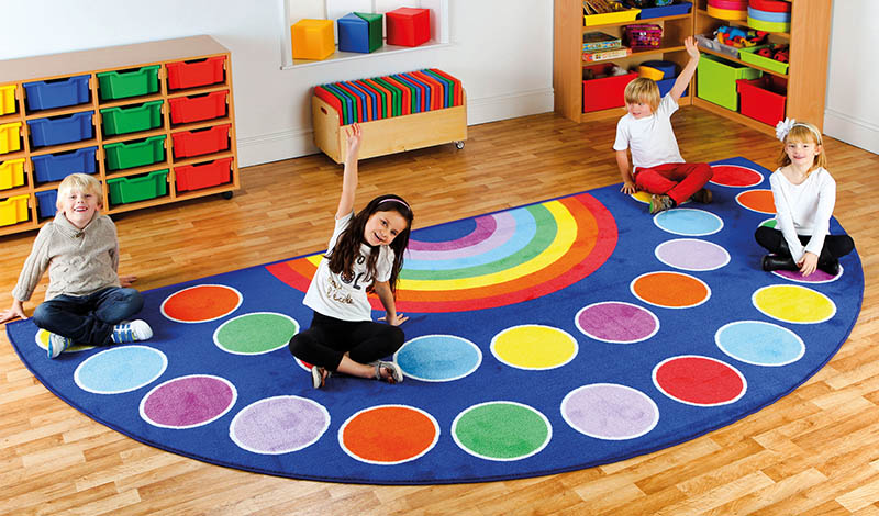 Rainbow 24 Spot Semi-Circle Placement Carpet - 2m x 4m