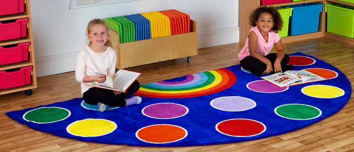 Rainbow 14 Spot Semi-Circle Carpet - 1.5m x 3m