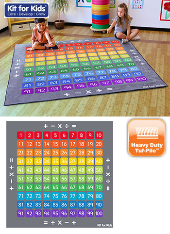 100 Square Counting Grid Carpet - 2m x 2m