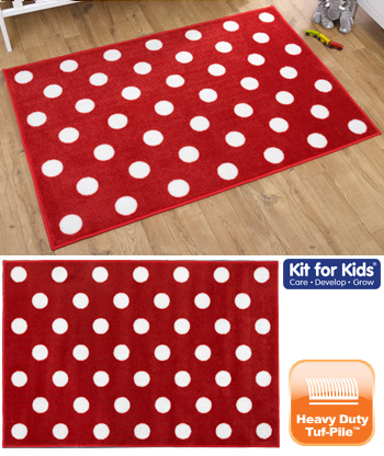 Red With White Spots Nursery Rug - 1.5m x 1m