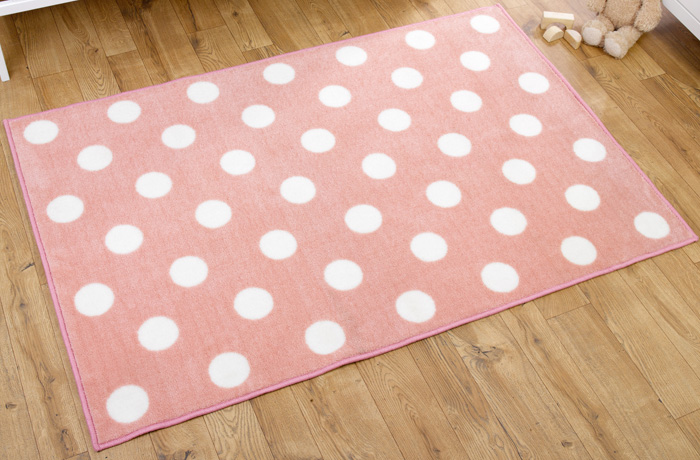 Pink With White Spots Nursery Rug - 1.5m x 1m