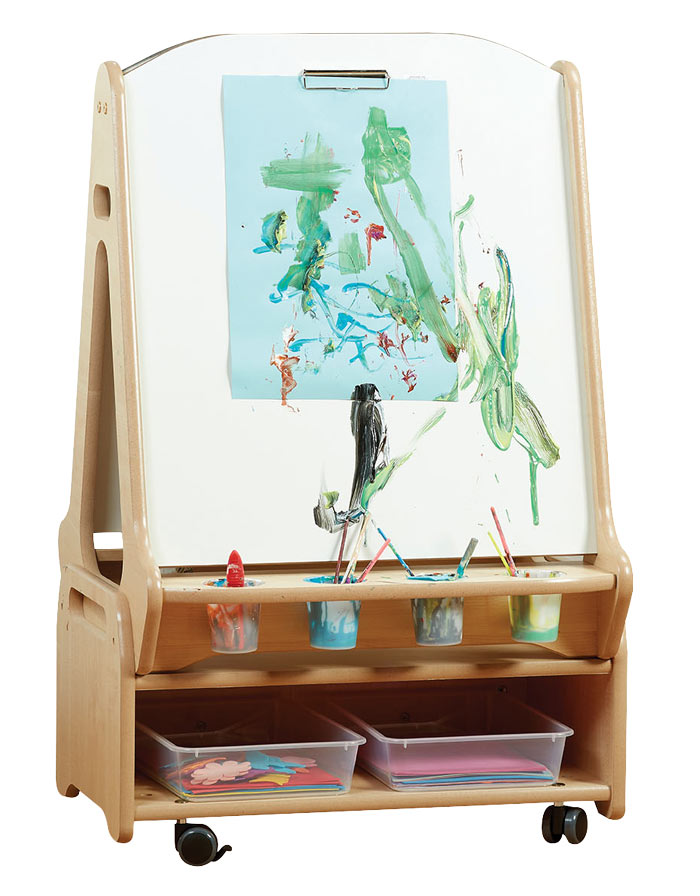 Double-sided 2 Station Easel with Low Storage Trolley