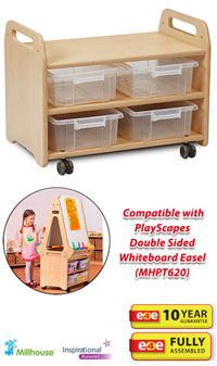 PlayScapes™ Easel Stand & Storage Trolley With 4 Clear Tubs