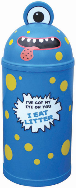 42 or 52 Litre Monster Litter Critter Bin - Light Blue