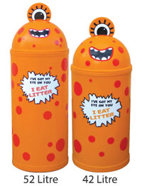42 or 52 Litre Monster Litter Critter Bin - Orange
