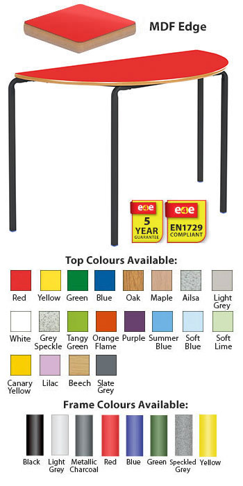 Classroom Premium Slide Stacking Semi-Circular Table - MDF Edge