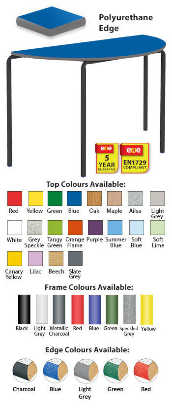 Classroom Premium Slide Stacking Semi-Circular Table - Duraform Spray Polyurethane Edge