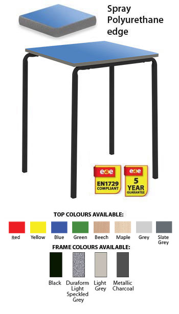 Contract Classroom Tables - Slide Stacking Square Table With Spray Polyurethane Edge