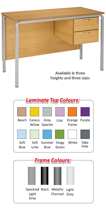 Crushed Bent Teachers Desk With MDF Edge - 2 Drawer Pedestal