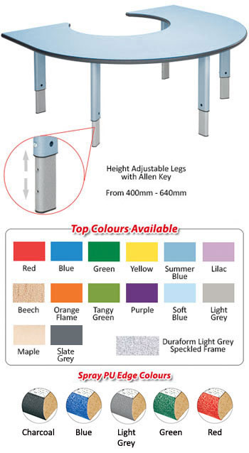 Height Adjustable Heavy Duty - Rainbow Shape Table