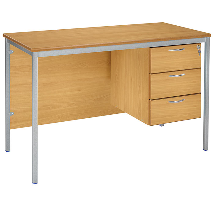 Fully Welded Teachers Desk With MDF Edge - 3 Drawer Pedestal