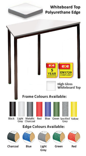 Whiteboard Spiral Stacking Trapezoidal Table - Duraform Spray Polyurethane Edge