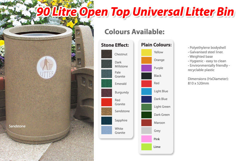 90 Litre Open Top Universal Litter Bin