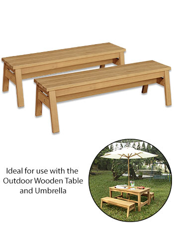 Outdoor Wooden Bench - Set of 2