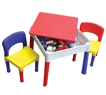 Square Activity Table With Dual-Sided Cover and Chairs