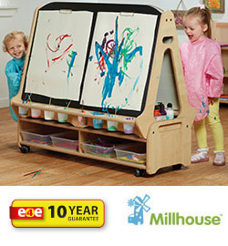 Double-sided 4 Station Easel with Low Storage Trolley (Toddler)