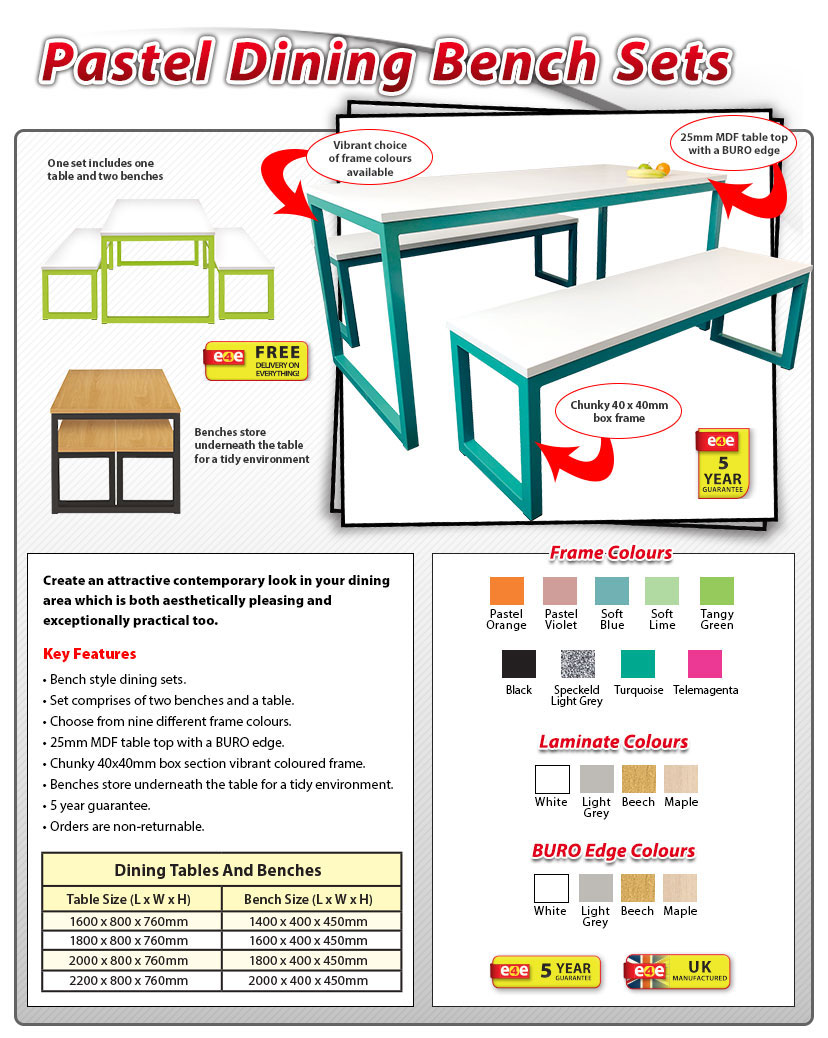 Pastel Dining Bench Sets