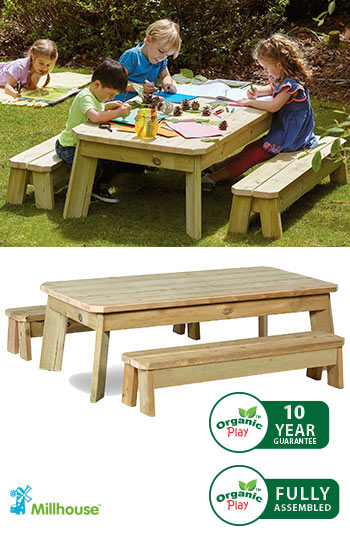 Outdoor Rectangular Table And Bench Set