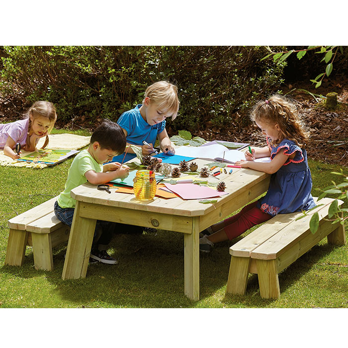 Outdoor Rectangular Table And Bench Set
